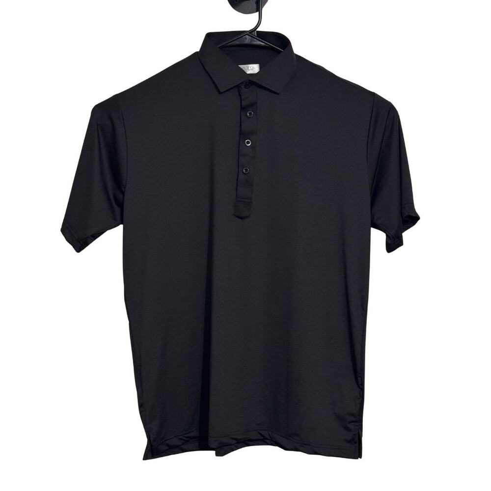 Collars & Co Mens Large Solid Black Featherweight Flex Polo NWOT - Picture 2 of 7
